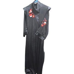 Vintage Saks Fifth Avenue Silk Embroidered Robe Mandarin Hong Kong Belted S